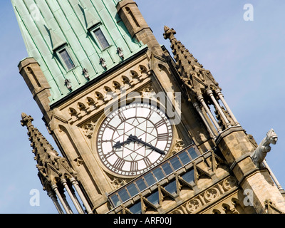 Close up of the clock on the Peace Tower at the Parliament Buildings of Ottawa, Ontario Canada Stock Photo