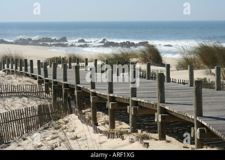 Boardwalk to Arda Praia beach at Afife, Portugal Stock Photo