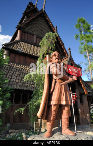 Viking statue in front of Norway pavilion at Epcot in Walt Disney World Florida USA Stock Photo