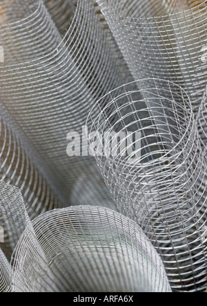 Rolls of metal mesh shallow depth of field Stock Photo