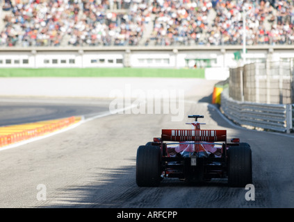 McLaren racecar at the exit of Pit Lane during Formula 1 Testing on Circuit Ricardo Tormo near Valencia Spain, Jan. 2008 Stock Photo