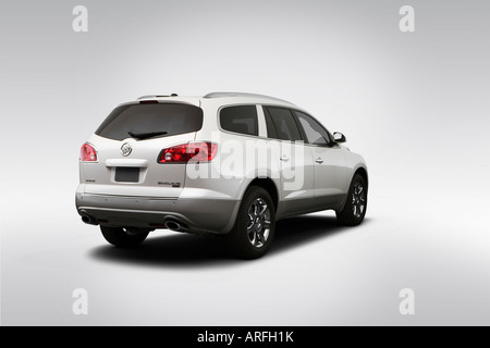 2008 Buick Enclave CXL in White - Rear angle view Stock Photo