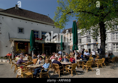 Maastricht Netherlands restaurant bar pavement pub Stock Photo