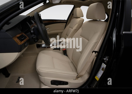 2008 BMW 5-Series 528xi in Black - Front seats Stock Photo