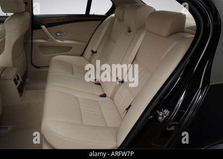 2008 BMW 5-Series 528xi in Black - Rear seats Stock Photo