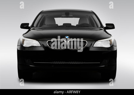 2008 BMW 5-Series 528xi in Black - Low/Wide Front Stock Photo