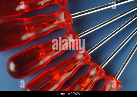 Lots of tools arranged in a blue toll box Stock Photo - Alamy