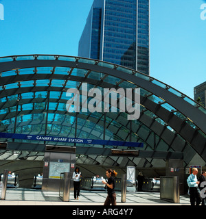 Canary Wharf tube station from exterior Stock Photo