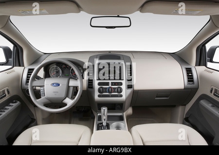 2007 Ford Edge SE in Black - Dashboard, center console, gear shifter view Stock Photo