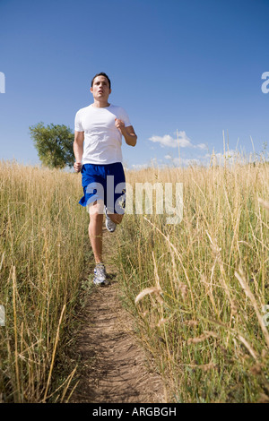 Man Jogging in Field