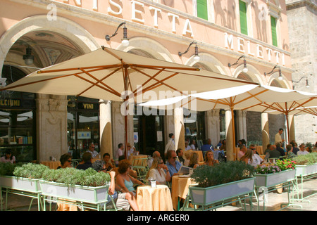 Sunday morning at The famous,beautiful and  historic Meletti Caffe in Ascoli Piceno, Le Marche ,Italy Stock Photo