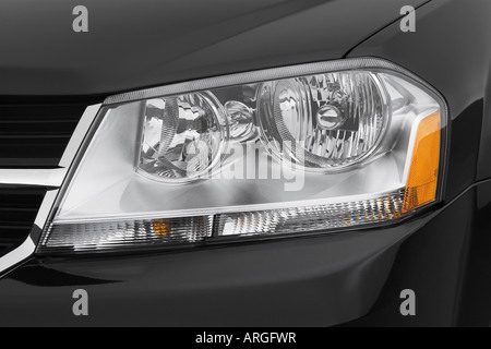 2008 Dodge Avenger SXT in Black - Headlight Stock Photo