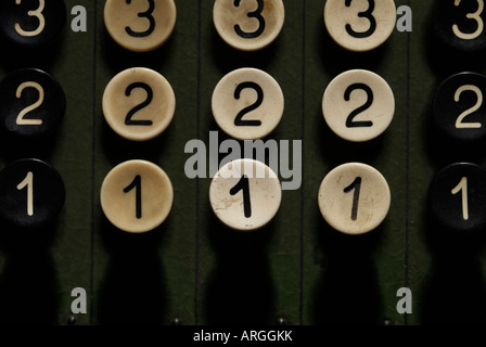 Keys of a Vintage Mechanical Adding Machine Stock Photo