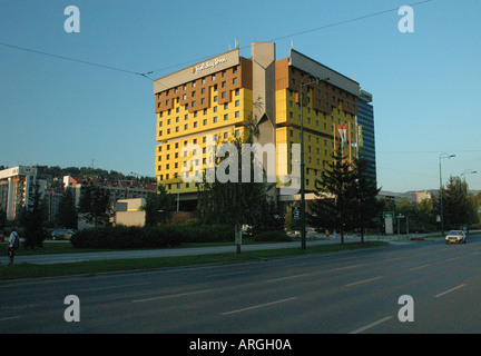 The renovated Holiday Inn hotel Sarajevo bombed when journalists stayed  there whilst covering the messy Civil conflict Stock Photo