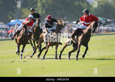Semi Final of the Veueve Clicquot Gold Cup Polo at  Cowdray Park Polo Club, Black Bears Winning against  Oaklands July 2005 Stock Photo