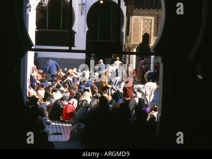 Prayers in Kairaouine Mosque Fes el Bali the Old Medina Fez Fès-Boulemane Northern Morocco Maghreb Moroccan North Africa Stock Photo