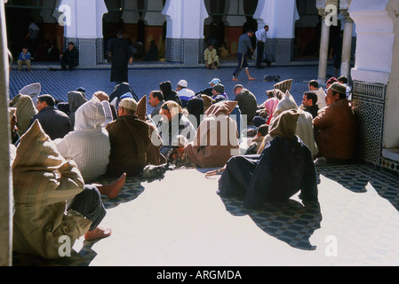 Prayers in Kairaouine Mosque Fes el Bali the Old Medina Fez Fès-Boulemane Northern Morocco Maghreb Moroccan North Africa Stock Photo