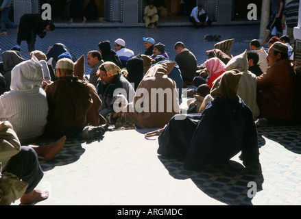 Prayers in Kairaouine Mosque Fes el Bali the Old Medina Fez Fès-Boulemane Northern Morocco Maghreb Moroccan North Africa Stock Photo