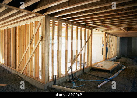Framed Walls at Construction Site Stock Photo