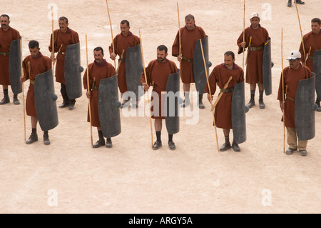 Jerash, Jordan. Actors playing Roman legionary soldiers. Stock Photo