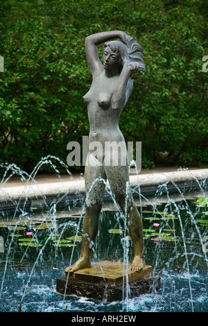 Statue in a fountain, Leo Mol Sculpture Garden, Assiniboine Park, Winnipeg, Manitoba, Canada Stock Photo