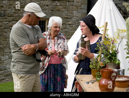 Rosa Mundi medieval re enactors at the Ryedale Folk Museum Hutton le Hole North Yorkshire Moors National Park Stock Photo