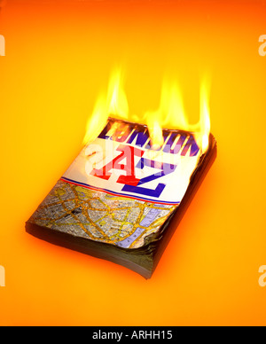 London A-Z in flames Stock Photo