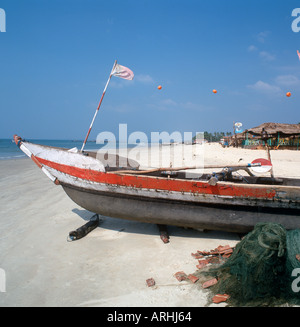 Fishing boats on Colva Beach,  South Goa, India Stock Photo