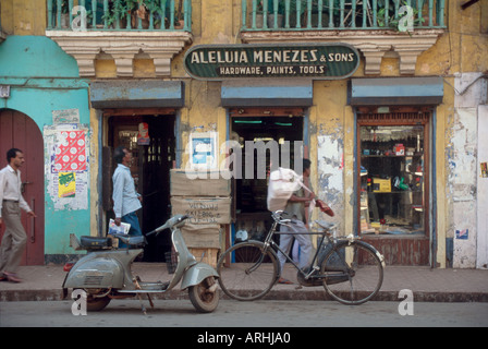 Shopfront on a typical street in the capital city, Panaji (Panjim), Goa, India Stock Photo