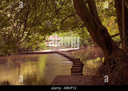 Stepping Stones across the River Mole near Dorking Surrey Stock Photo