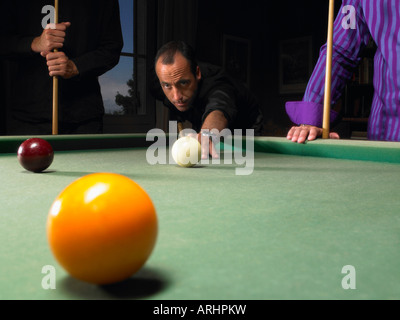 Men playing snooker Stock Photo