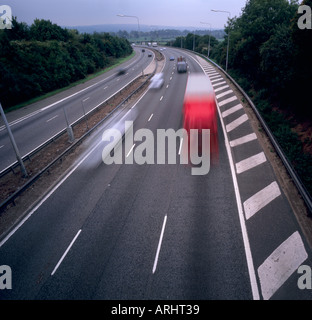 Truck on the road on the motorway in Germany. Due to truck driver ...