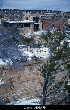 Grand Canyon National Park Arizona Lookout Studio on the south rim of the Grand Canyon in winter Stock Photo