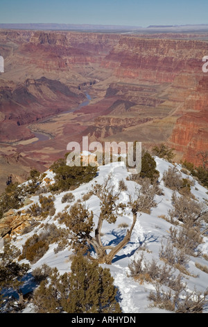 The Grand Canyon in winter from Desert View Stock Photo