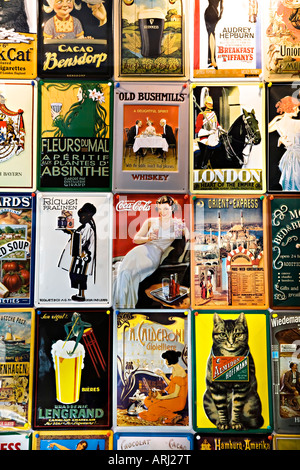 Reproductions of old advertising posters Stock Photo