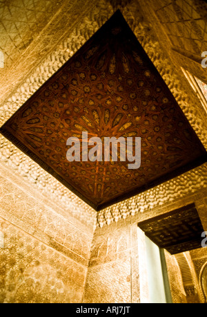 Wooden Mosaic ceiling in the Alhambra, Granada Spain Stock Photo