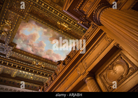 CEILING MURAL and WOODWORK ROSE READING ROOM NEW YORK CITY PUBLIC LIBRARY Stock Photo