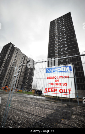 Demolition in progress at Norfolk Court Multi Storeys Gorbals, Glasgow ...