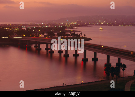 Mission Bay at dusk, San Diego, California, USA Stock Photo