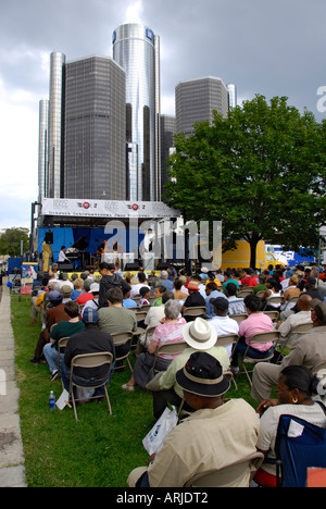 Detroit Jazz fest a downtown Detroit Michigan annual weekend event Stock Photo