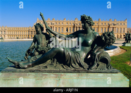 La Marne River statue, Parterre d'Eau, Chateau de Versailles, Versailles, Les Yvelines, France, Europe Stock Photo