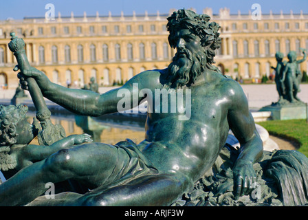 Sculpture le Rhone et la Saone, Chateau de Versailles, Versailles, Les Yvelines, France, Europe Stock Photo