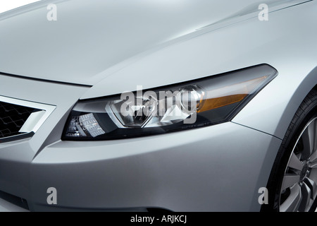 2008 Honda Accord LX-S in Silver - Headlight Stock Photo