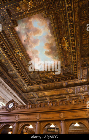 WOODWORK and CEILING MURAL ROSE READING ROOM NEW YORK CITY PUBLIC LIBRARY Stock Photo