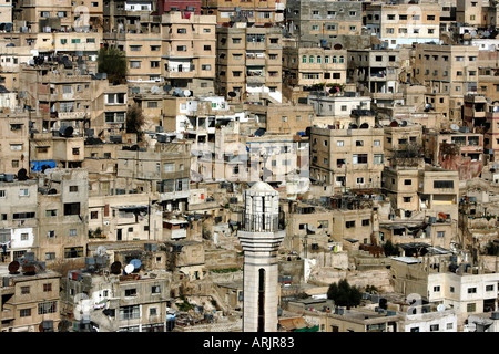 JOR, Jordan, Amman: Houses in the old Downtown district, mosque Stock Photo