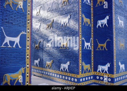 The reconstructed Ishtar Gate, Babylon, Iraq, Middle East Stock Photo