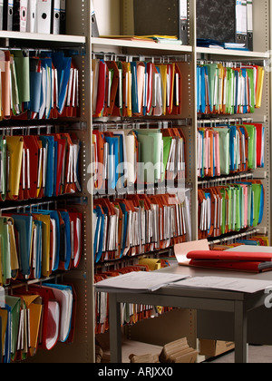 Colourful office archive with many folders and even more files Stock Photo