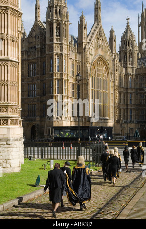 Lord Chancellors Breakfast. Start of legal year Judges walk from Westminster Abbey to  House of Lords. London England UK England HOMER SYKES Stock Photo