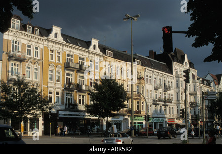 Thunderclouds with bright sunshine over Eppendorfer Landstrasse in Eppendorf, one of the most liked quarters of Hamburg, Germany Stock Photo