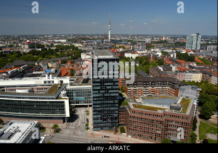 View on the office building of 'Deutscher Ring' in the street 'Ludwig-Erhard-Straße', Hamburg, Germany Stock Photo